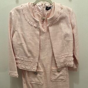 Karl Lagerfeld Pink Tweed Jacket and Dress Set